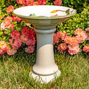 Zaer Ltd. International 15" Tall Porcelain Birdbath with Hand Painted Hummingbird & Flower "Walela" ZR188162 View 2