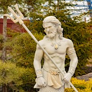 Zaer Ltd. International 50" Tall Magnesium Merman Garden Statue Holding Trident in Antq. Grey "Roberto" ZR343149-GY View 2