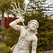 Zaer Ltd. International 48" Tall Magnesium Merman Garden Statue Throwing Trident in Antq. Grey "Scotty" ZR343048-GY View 2