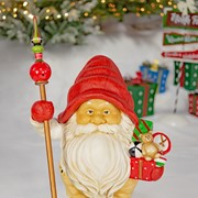 Zaer Ltd. International Set of Two 27.5" Tall Santa Gnome Statues Holding Gifts & Staffs "Nick & Kris" ZR223506-7 View 2