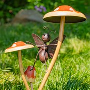 Zaer Ltd International Set of 6 Assorted Bustling Butterflies on Iron Mushroom Garden Stakes ZR652408-SET View 2