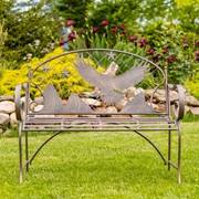 Zaer Ltd International Round Top Iron Garden Bench with Flying Eagle Backrest "Klamath" ZR220864-BZ View 2