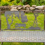 Zaer Ltd International Rectangular Outdoor Bench with Cow & Windmill Silhouette "Strasburg" ZR220865-BZ View 2