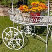 Zaer Ltd. International "La Rochelle" Parisian Flower Cart with Fleur-de-lis Details in White ZR200424-AW View 2