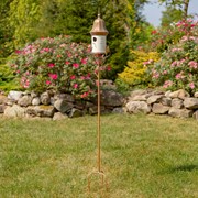 Zaer Ltd International 69.75" Tall Iron & White Porcelain Birdhouse Stake "Vienna" ZR225216-CP View 2