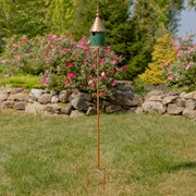 Zaer Ltd International 68.75" Tall Iron & Dark Green Porcelain Birdhouse Stake "Prague" ZR225217-CP View 2