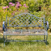 Zaer Ltd International "Stephania" Victorian-Style Iron Garden Bench in Cobalt Blue ZR090517-BL View 2