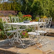 Zaer Ltd International "Solebury" Five-Piece Metal Dining Set in Antique White ZR220869-70-AW View 2