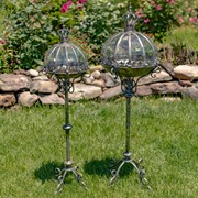 Zaer Ltd International Pre-Order:S/2 Standing Silver Iron & Glass Dome Lanterns/Terrariums "Domme 1437" ZR530997-FSS View 2