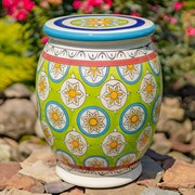 Zaer Ltd. International 17.75" Tall Ceramic Stoneware Stool in Green, Blue, & Yellow "Cassidy" ZR083856 View 2