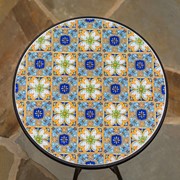 Zaer Ltd. International "Bar Harbor" Three Piece Mosaic Bistro Set - White, Yellow & Blue ZR850614-64-SET View 2