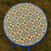 Zaer Ltd. International "Nantucket" Three Piece Mosaic Bistro Set - White, Yellow & Blue ZR850714-63-SET View 2