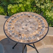 Zaer Ltd. International "St. Augustine" Three Piece Mosaic Bistro Set - Stone Grey & Brown ZR850514-65-SET View 2