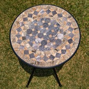 Zaer Ltd. International "Medora" Three Piece Mosaic Bistro Set - Stone Grey & Tan ZR850114-69-SET View 2