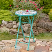 Zaer Ltd. International "Baton Rouge" 23in. Tall Mosaic Folding Plant Stand - Blue, Green & R ZR850916 View 2