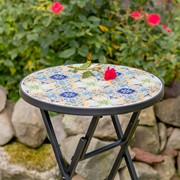 Zaer Ltd. International "Bar Harbor" 23in. Tall Mosaic Folding Plant Stand - Blue/Green/Peach ZR850616 View 2
