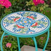 Zaer Ltd. International Pre-Order: "Baton Rouge" 22in. Tall Mosaic Pedestal Plant Stand - Blue/Green/Red ZR850915 View 2