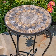 Zaer Ltd. International "St. Augustine" 22in Tall Mosaic Pedestal Plant Stand - Stone & Brown ZR850515 View 2