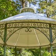Zaer Ltd. International 11.25ft. Tall Round Iron Gazebo w/Sidewalls & Baskets in Green "Seville" ZR230419-GR View 2