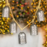 Zaer Ltd International Pre-Order:Set/4 Asst Hanging 5pc Metal Bell Decorations in Silver "Fanny Bright" ZR233008-SVS View 2