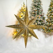 Zaer Ltd International Set of 6 Assorted Antique Gold North Star Hanging Iron Decorations "Polaris" ZR233016-SET View 2