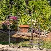 Zaer Ltd International 32.5" Three Basket Iron Trifold Plant Stand in Antique Bronze "Medellín 1972" ZR238105-BZ View 2