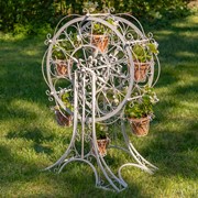 Zaer Ltd International 38" Tall Ferris Wheel Plant Stand with Six Baskets in Antq White "Medellín 1972" ZR163750-AW View 2