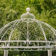 Zaer Ltd International 12.5ft. Tall Ornate Round Iron Garden Gazebo in Antique White "Medellín 1972" ZR210177-AW View 2