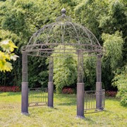 Zaer Ltd International 12.5ft Tall Ornate Round Iron Garden Gazebo in Antique Bronze "Medellín 1972" ZR210177-BZ View 2