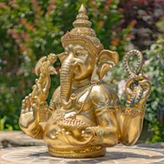 Zaer Ltd International 25.2" Tall Ornate Metallic Gold Polyresin Ganesh Statue ZR920352 View 2