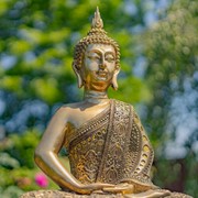 Zaer Ltd International 19.1" Tall Frosted Gold Polyresin Buddha in Dhyana Mudra ZR920401 View 2