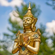 Zaer Ltd International 20.5" Tall Polyresin Thai Kneeling in Prayer Buddha with Mandala ZR920503 View 2