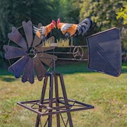 Zaer Ltd International 59.8" Tall Iron Windmill with Feeding Roosters & Weather Vane ZR548540 View 2