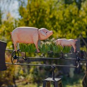Zaer Ltd International 59.8" Tall Iron Windmill with Pig Family on Weather Vane ZR550910 View 2