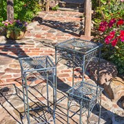 Zaer Ltd. International Set of 3 Square Metal Plant Stand Tables in Cobalt Blue "Copenhagen 1843" ZR220735-BL View 2