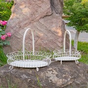 Zaer Ltd. International Set of 2 Freestanding Garden Baskets in Antique White "Stephania" ZR220714-AW View 2