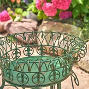 Zaer Ltd. International Set of 2 Standing Iron Plant Stands with Round Baskets in Ant. Green "Stephania" ZR220385-GR View 2