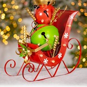 Zaer Ltd International 30.5" Tall Iron Christmas Sleigh with Giant Jingle Bells - Small ZR220497 View 2