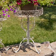 Zaer Ltd International Pre-Order: Set of 2 Ornate Standing Plant Stand Tables in White "Medellín 1972" ZR238115-AWS View 2