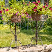 Zaer Ltd International Pre-Order: Set of 2 Ornate Plant Stand Tables in Antique Bronze "Medellín 1972" ZR238115-BZS View 2