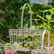 Zaer Ltd. International Set of 3 Iron Garden Baskets with Handles in Antique White "Copenhagen 1843" ZR220405-AW View 2