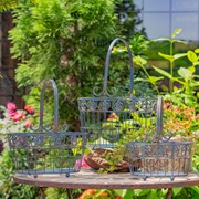 Zaer Ltd. International Set of 3 Iron Garden Baskets with Handles in Cobalt Blue "Copenhagen 1843" ZR220405-BL View 2