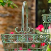 Zaer Ltd. International Set of 3 Iron Garden Baskets with Handles in Verdi Green "Copenhagen 1843" ZR220405-VG View 2