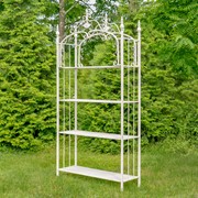 Zaer Ltd. International 7.5ft. Tall Four Tier Standing Iron Shelf in Antique White "Stephania" ZR220311-AW View 2