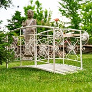Zaer Ltd International 40.5" Long Iron Garden Bridge with Embellished Handle Bars in White "Stephania" ZR220597-AW View 2