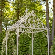 Zaer Ltd International 9.5ft T Iron Garden Arch with Embellished Trellis in Antique White "London 1820" ZR220403-AW View 2