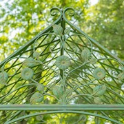 Zaer Ltd International 9.5ft. Iron Garden Arch with Embellished Trellis in Antique Green "London 1820" ZR220403-GR View 2