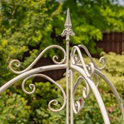 Zaer Ltd International 7.7ft Tall Three Wall Iron Trellis with Fleur-de-lis in Ant. White "Paris 1968" ZR220413-AW View 2