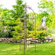 Zaer Ltd International 7.7ft Tall Three Wall Iron Trellis with Fleur-de-lis in Ant. Bronze "Paris 1968" ZR220413-BZ View 2