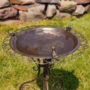 Zaer Ltd International 28.75" Tall Ornate Iron Birdbath with 3 Small Birds in Frosted Gold "Stephania" ZR220411-FG View 2